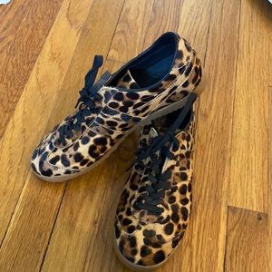 Leopard fur sneakers, size 10